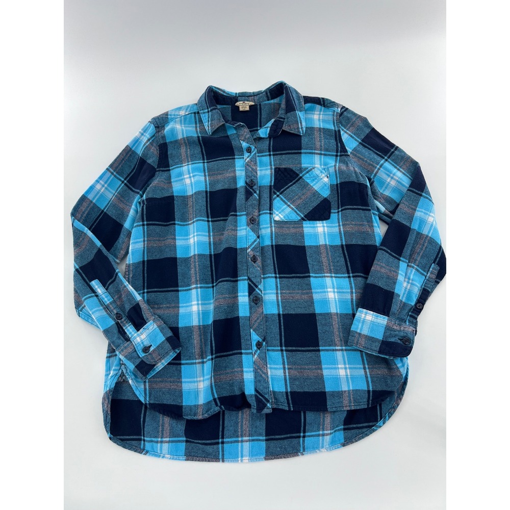 Woolrich Womens Plaid Flannel Button Down Shirt Cotton Cottagecore Camp L - Picture 2 of 8